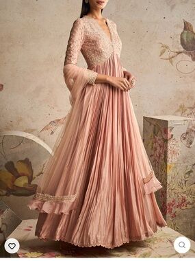 Ridhi Mehra Sway Anarkali Elegant Blush Pink Embroidered Maxi Dress